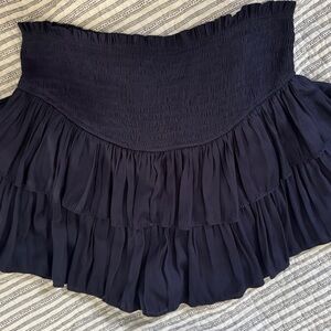 fab'rik Navy Silky Tiered A-Line Skirt